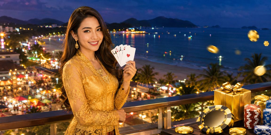 Pemain sedang bermain poker di Langkawi dengan kain kebaya tradisional